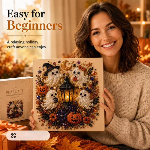 DIY Spooky |Theme Ghost Pattern 3D Pearl Diamond Painting kit(8x8in)