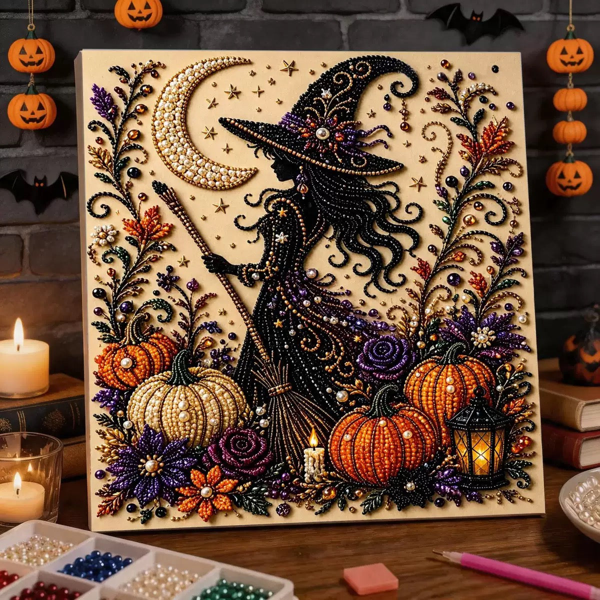 DIY Spooky |Theme Ghost Pattern 3D Pearl Diamond Painting kit(8x8in)